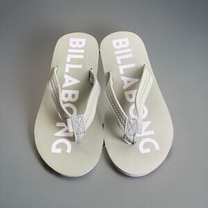 Billabong Flip Flops US 5 Green Logo Thong Sandals Casual Beach